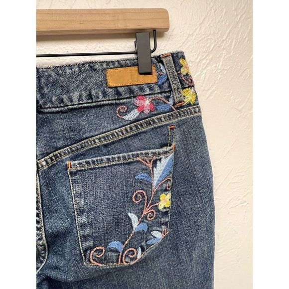 Tommy Hilfiger 2005  Retro Hippie Flower Flare  Embroidered Jeans Size 8 - Picture 7 of 7